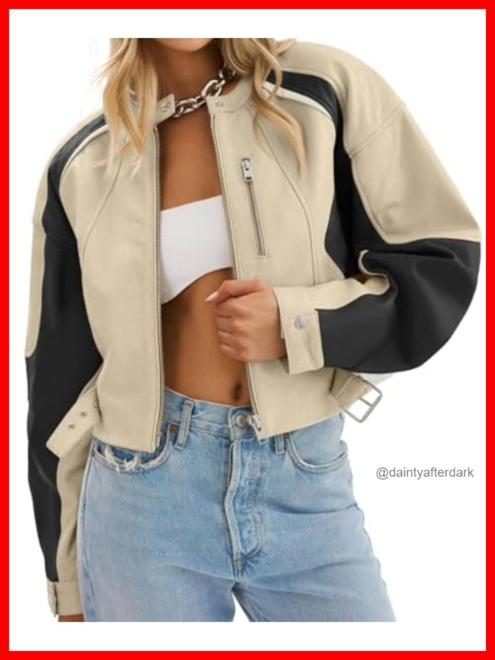 Faux Leather Bomber Jacket Cropped Moto Biker Fall Coat